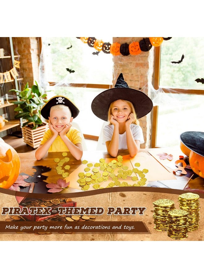 Hanaive 100 Pcs Pirate Coins Plastic Kids Fake Play Coins Replica Spanish Doubloons for Pirate Party Treasure Chest Board Games Tokens Toys Cosplay St. Patrick's(Gold) - Image 5