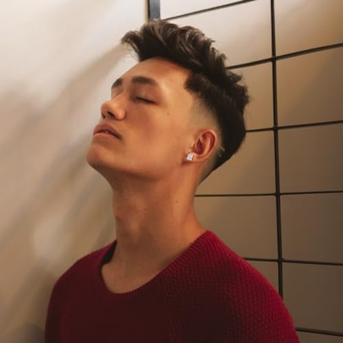 TOPGRILLZ 925 Sterling Silver Square Screw Stud Earrings 14K Gold Plated 5A+ Cubic Zirconia Iced Out Square Screw Back Hypoallergenic Cube Large Stud Earrings For Men Women(04Silver) - Image 4