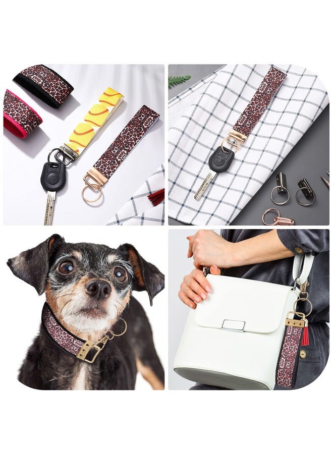 Furge 72 Pieces Key Fob Hardware Set Including 24 Key Fob Hardware Wristlet with Keyring, 24 Colorful Leather Keychain Tassel and 24 Swivel Snap Hooks for Keychain and Wristlet Supplies, 6 Colors - Image 5