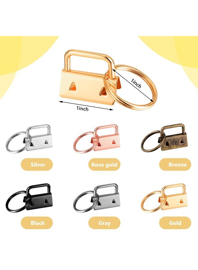 Furge 72 Pieces Key Fob Hardware Set Including 24 Key Fob Hardware Wristlet with Keyring, 24 Colorful Leather Keychain Tassel and 24 Swivel Snap Hooks for Keychain and Wristlet Supplies, 6 Colors - Image 2