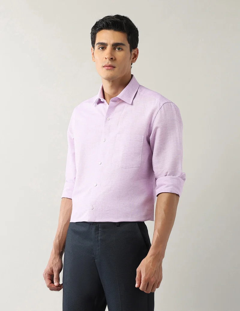 Arrow Lavender Textured Manhattan Slim Fit Shirt for Men | Best Price UAE