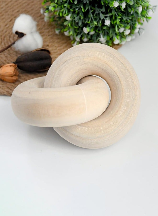 اثنين من حلقة عقدة سلسلة طاولة القهوة ديكور جميل سلسلة عقدة الديكور لغرفة المعيشة، ديكور المنزل الحديث الأنيق ومن ناحية منحوتة الخشب الطبيعي زخرفة ديكور لغرفة النوم مزرعة - Image 1