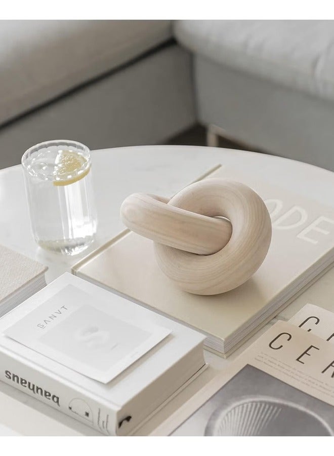 اثنين من حلقة عقدة سلسلة طاولة القهوة ديكور جميل سلسلة عقدة الديكور لغرفة المعيشة، ديكور المنزل الحديث الأنيق ومن ناحية منحوتة الخشب الطبيعي زخرفة ديكور لغرفة النوم مزرعة - Image 3