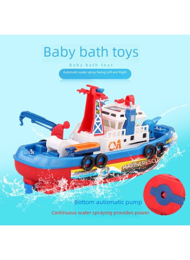 Children's Electric Fireboat Model Toy Bath Toy Ship With Music And Light Spraying Water Intelligent Development Plastic Toys-Specifications:English Packaging - Image 3