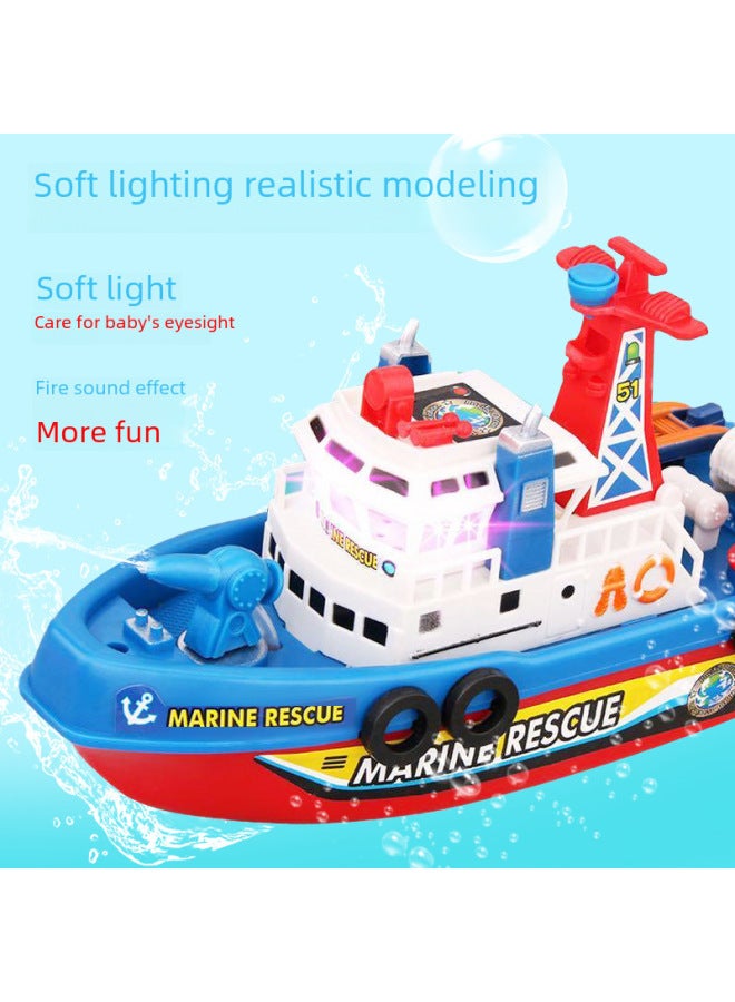 Children's Electric Fireboat Model Toy Bath Toy Ship With Music And Light Spraying Water Intelligent Development Plastic Toys-Specifications:English Packaging - Image 4