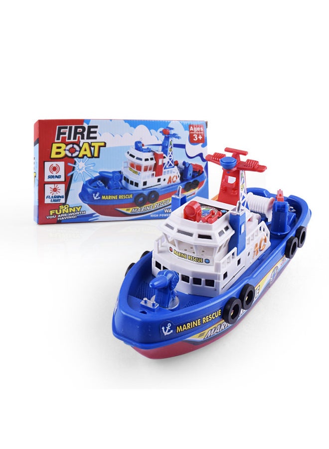 Children's Electric Fireboat Model Toy Bath Toy Ship With Music And Light Spraying Water Intelligent Development Plastic Toys-Specifications:English Packaging - Image 1