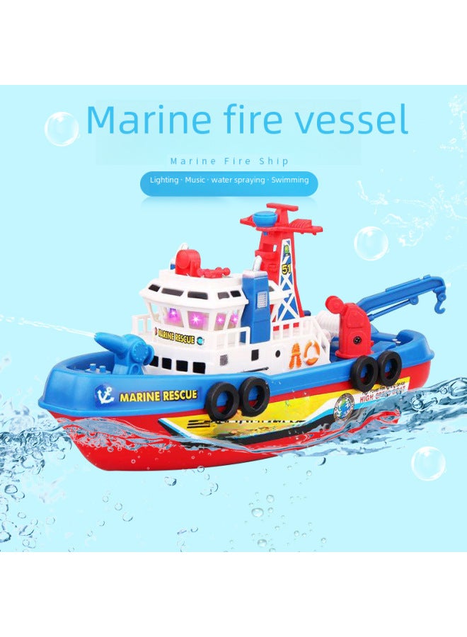 Children's Electric Fireboat Model Toy Bath Toy Ship With Music And Light Spraying Water Intelligent Development Plastic Toys-Specifications:English Packaging - Image 2