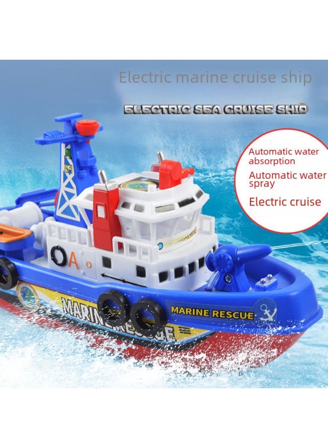 Children's Electric Fireboat Model Toy Bath Toy Ship With Music And Light Spraying Water Intelligent Development Plastic Toys-Specifications:English Packaging - Image 5