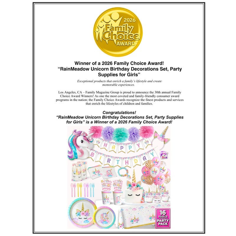 RainMeadow 152 Pc Premium Unicorn Birthday Decorations Set for Girls â€“ Complete Unicorn Party Decorations Supplies Kit with Plates, Cups, Napkins, Balloons, Banner, Headband â€“ Magical Rainbow Party for Kids - Image 2