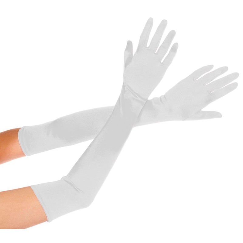 Deceny CB Deceny Satin Gloves for Women - Evening & Formal Bridal Gloves (20.5 in., White) - Image 3