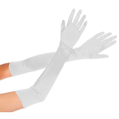 Deceny CB Deceny Satin Gloves for Women - Evening & Formal Bridal Gloves (20.5 in., White) - Image 1