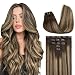 MAXITA Clip in Hair Extensions Real Human Hair,Remy Hair Extensions Clip ins Double Weft for Women,Natural Real Human Hair,20Inch 80g 5Pcs,Chocolate Brown to Caramel Blonde - Image 2