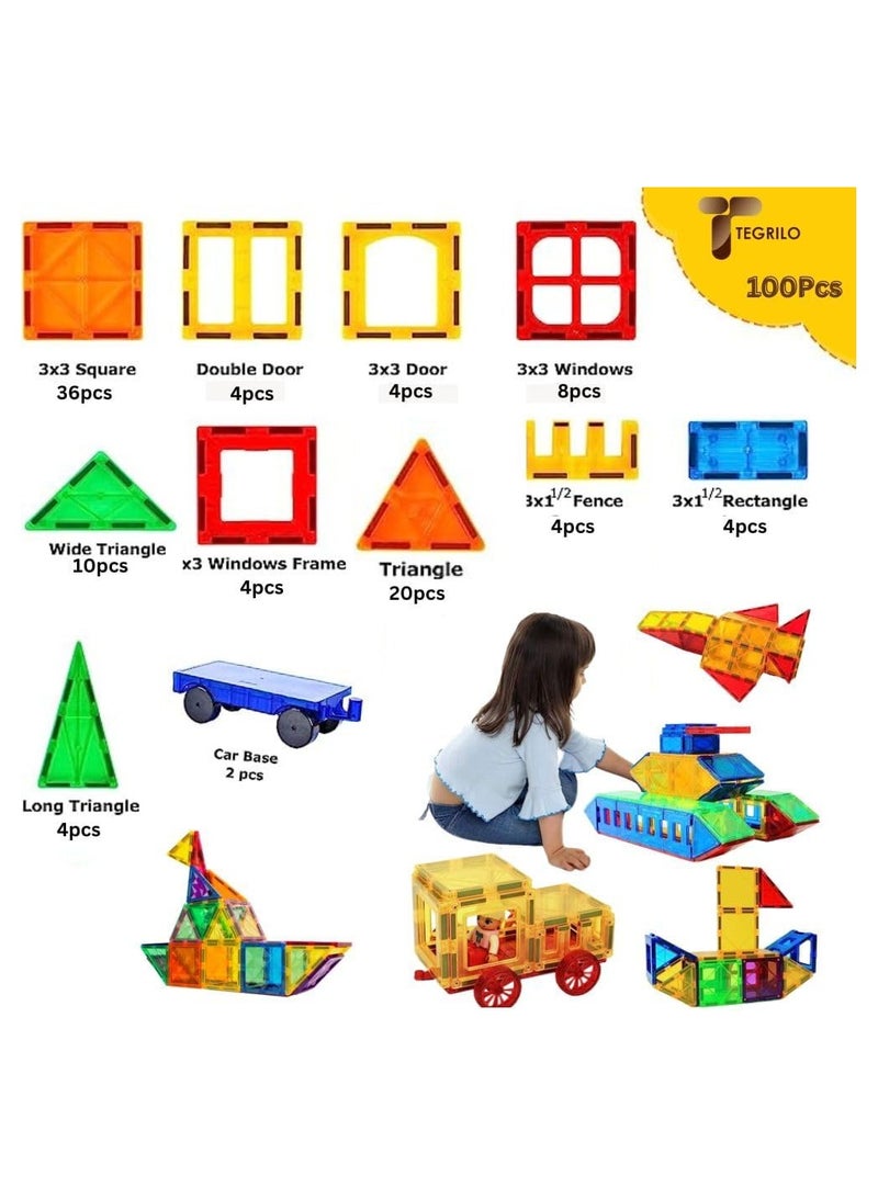 Loquat 100pcs Magnetic Building Blocks Kids Magnetic Building Blocks Set 3D Building Educational Toys for Kids - Image 3