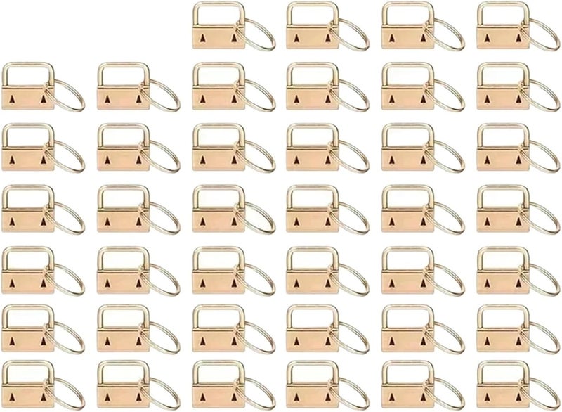 Key Fob Hardware 40PCS Webbing Tail Clip Key Fob Hardware 25mm Keychain Split Ring with Tool Pliers for Wrist Wristlets Cotton(Gold) - Image 1
