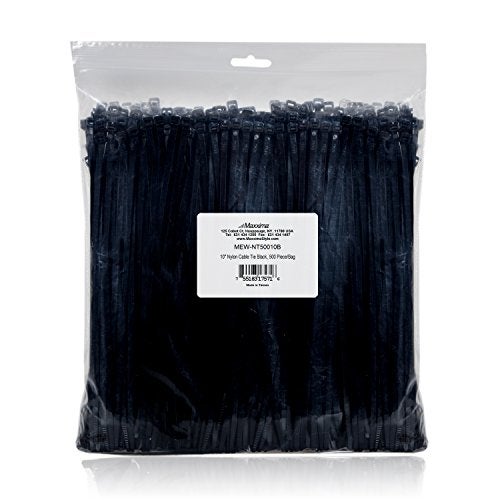 Maxxima 10 Inch Nylon Cable Tie - Multipurpose Heavy Duty Zip Ties, Self-Locking, Cord and Wire Management, Black Tie Wraps for Home, Office, Workshop - 500 Pack - Image 1