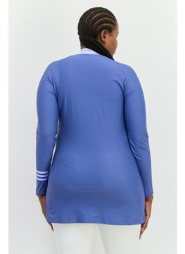 Adidas Women Brand Logo Long Sleeves Rash Guard, Slate Blue  - Image 3