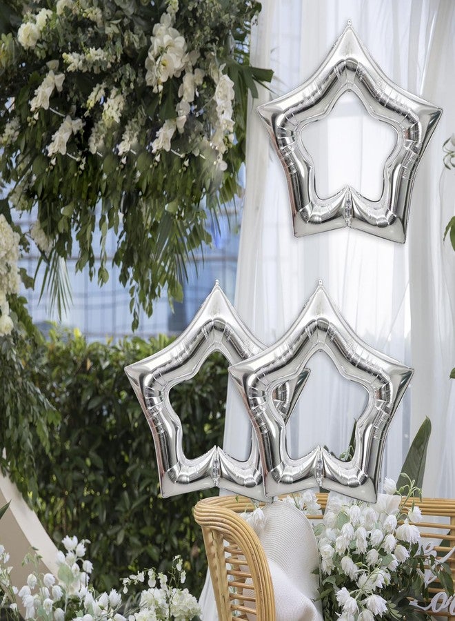 Lamantery Large 40Inch Star Foil Balloon Hollow Out Star Shape Mylar Balloons for Anniversary Wedding Birthday Christmas Party Decoration 3pack Silver - Image 5