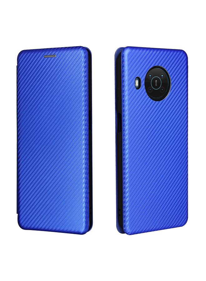 اس-توب جراب لهاتف Nokia X10 مصنوع من ألياف الكربون بتصميم أفقي قابل للطي مصنوع من مادة TPU + PC + جلد PU مع فتحة للبطاقات - Image 2