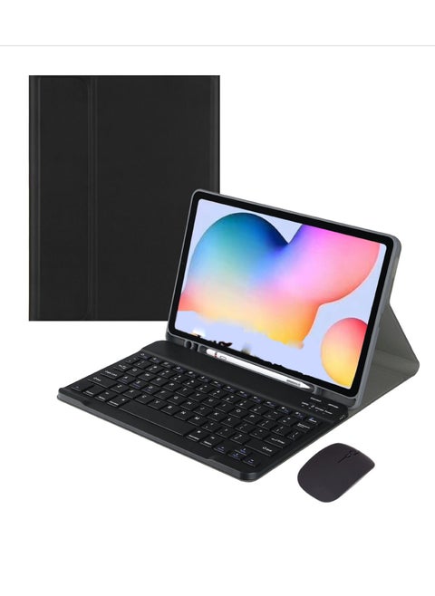 [3 in 1] Arabic and English Keyboard Case for Samsung Galaxy Tab A8 10.5 X200/X205 Case with Bluetooth Mouse, Lightweight Cover with Detachable Bluetooth Touch Keyboard
