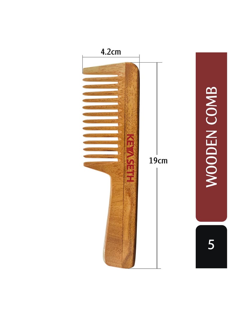 KEYA SETH AROMATHERAPY, DEVICE OF DROP Keya Seth Aromatherapy Neem Wooden Comb Wide Tooth with Handel All Purpose Large Size Perfect Hair Setter  - Image 2