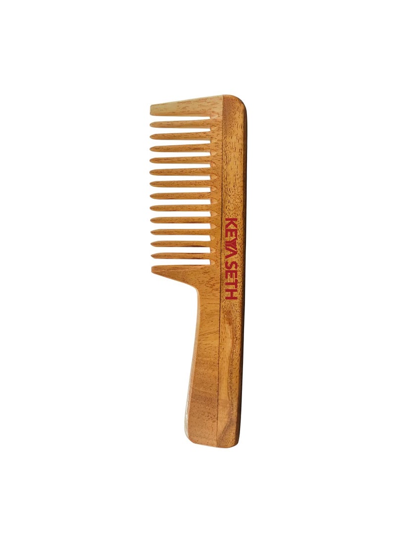 KEYA SETH AROMATHERAPY, DEVICE OF DROP Keya Seth Aromatherapy Neem Wooden Comb Wide Tooth with Handel All Purpose Large Size Perfect Hair Setter  - Image 1
