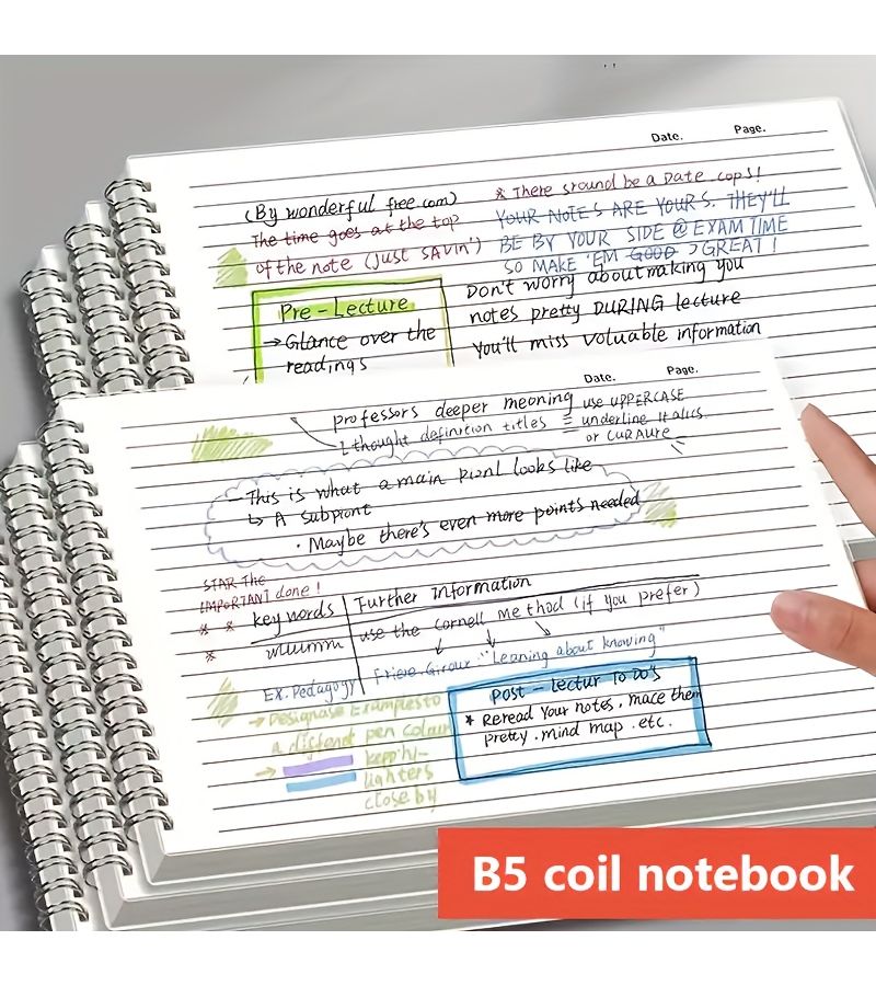 B5 Horizontal Coil Notebook 3Pcs Set With Black Golden Neutral Pens - Image 1
