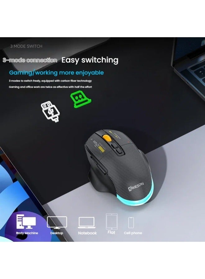Carbon fiber 12800DPI Bluetooth mouse wireless three-mode macro definition gaming mouse - Image 4