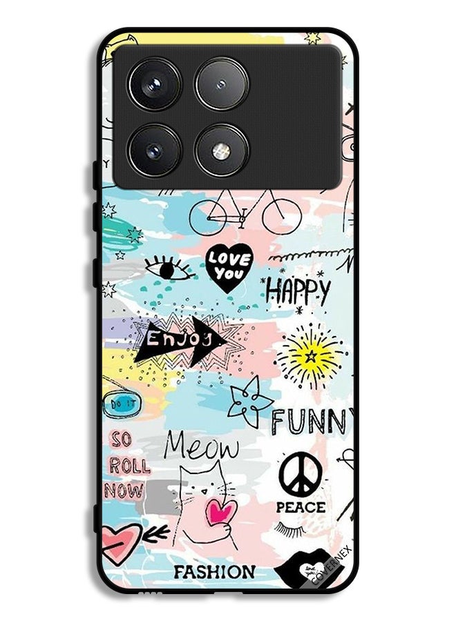Covernex Xiaomi Redmi K70 Pro Protective Case Cover Doodle Meow Enjoy - Image 1