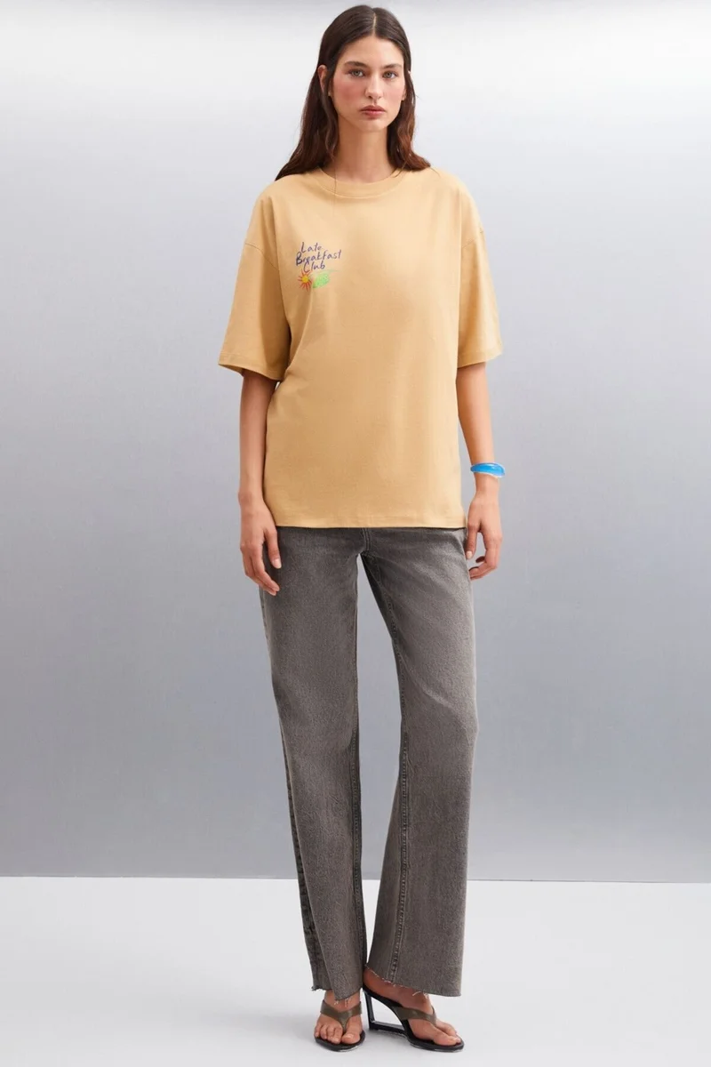 GRIMELANGE AYLEEN 100% Cotton Women's T-Shirt Beige T-Shirt