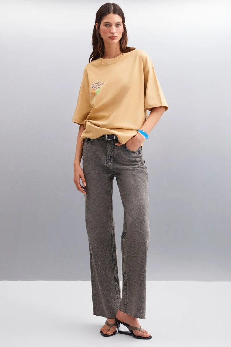 GRIMELANGE AYLEEN 100% Cotton Women's T-Shirt Beige T-Shirt