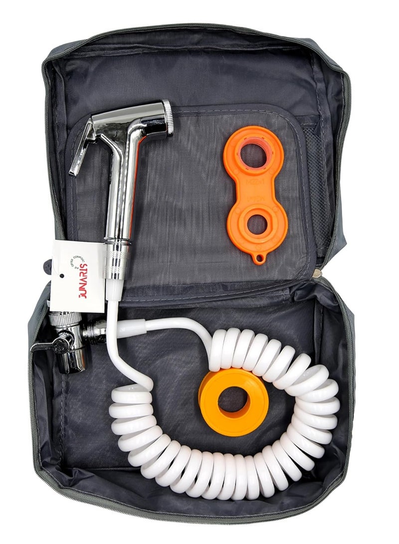 Travel Shattaf Portable Travel Shattaf Easy Installation and Reusable With 3m Pipe Faucet Adapter With Support Wrench and Travel Bag - Image 2