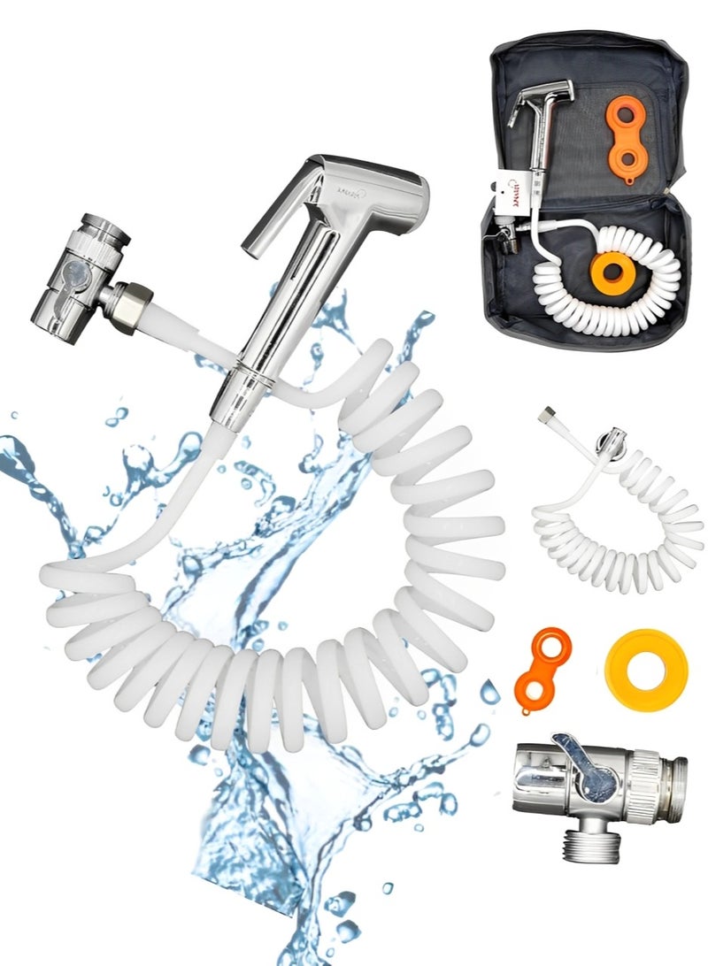 Travel Shattaf Portable Travel Shattaf Easy Installation and Reusable With 3m Pipe Faucet Adapter With Support Wrench and Travel Bag - Image 1