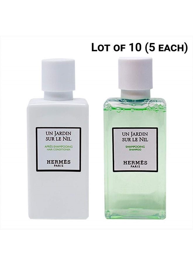 HERMES - Un Jardin Sur Le Nil Shampoo and Conditioner – Lot of 10 (5 Each) - Each 1.4 Oz- Total 14 Oz - Image 1
