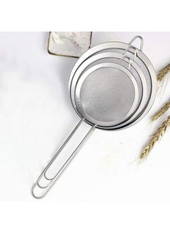 Metal Stainless Steel, Fine Mesh Strainer Kitchen Mesh, Sive Cooking, Flour For Baking Rust Free Seive, Dishwasher Safe Siv, Colander | Pack Of 3 |