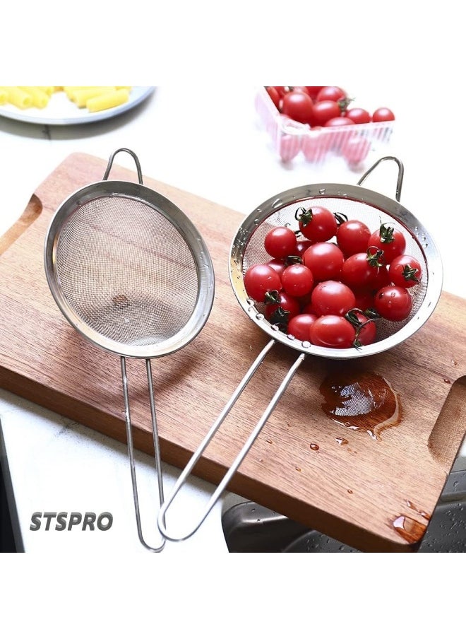 ECVV - Metal Stainless Steel, Fine Mesh Strainer Kitchen Mesh, Sive Cooking, Flour For Baking Rust Free Seive, Dishwasher Safe Siv, Colander | Pack Of 3 | - Image 1