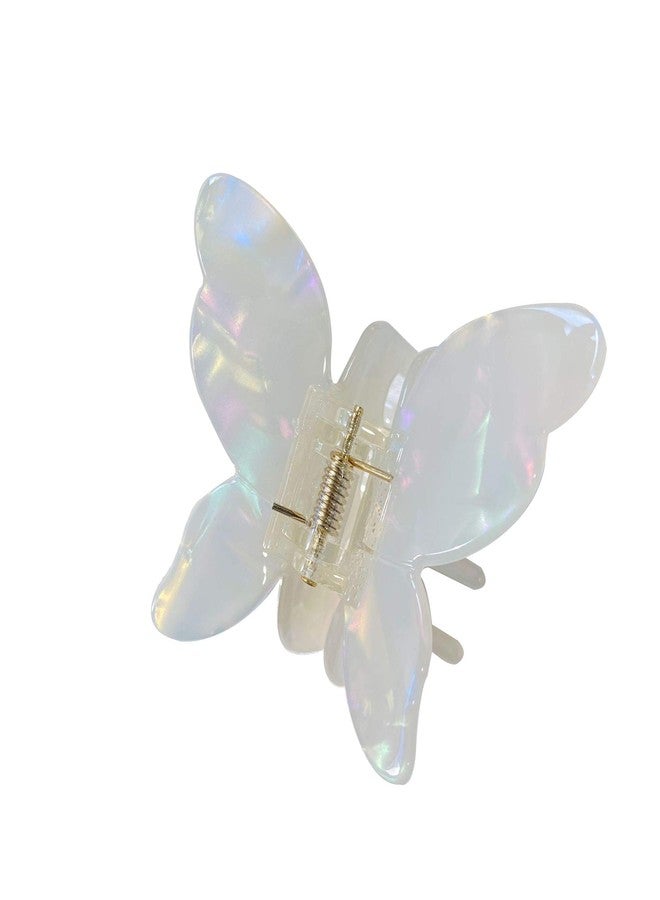 Fodattm Elegant Butterfly Hair Claw Clip Jaw Clip Resin Hair Clip Hair Clamp Marble Pattern Hairpin Hair Accessories for Women Lady (White) - Image 1