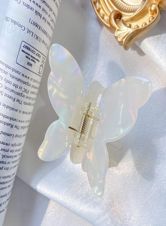 Fodattm Elegant Butterfly Hair Claw Clip Jaw Clip Resin Hair Clip Hair Clamp Marble Pattern Hairpin Hair Accessories for Women Lady (White) - Image 2