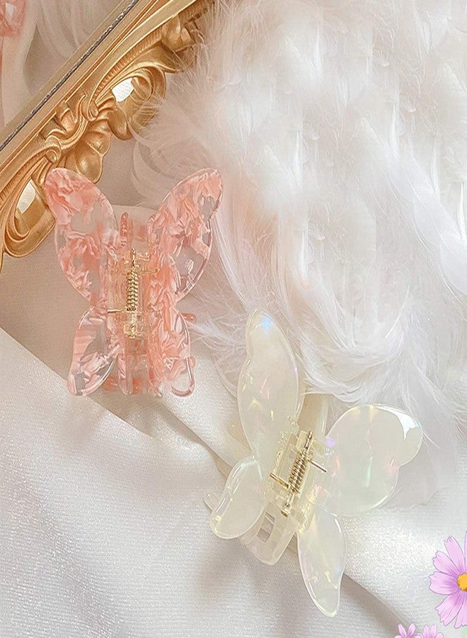 Fodattm Elegant Butterfly Hair Claw Clip Jaw Clip Resin Hair Clip Hair Clamp Marble Pattern Hairpin Hair Accessories for Women Lady (White) - Image 3