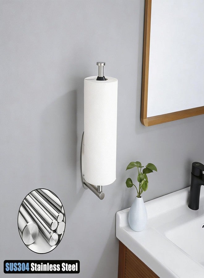 Gewtur Single Hand Operable Paper Towel Holder Under Cabinet with Damping Effect, Self Adhesive Paper Towel Roll Holder Wall Mounted for Kitchen Bathroom, SUS304 Stainless Steel Brushed Nickel - Image 4
