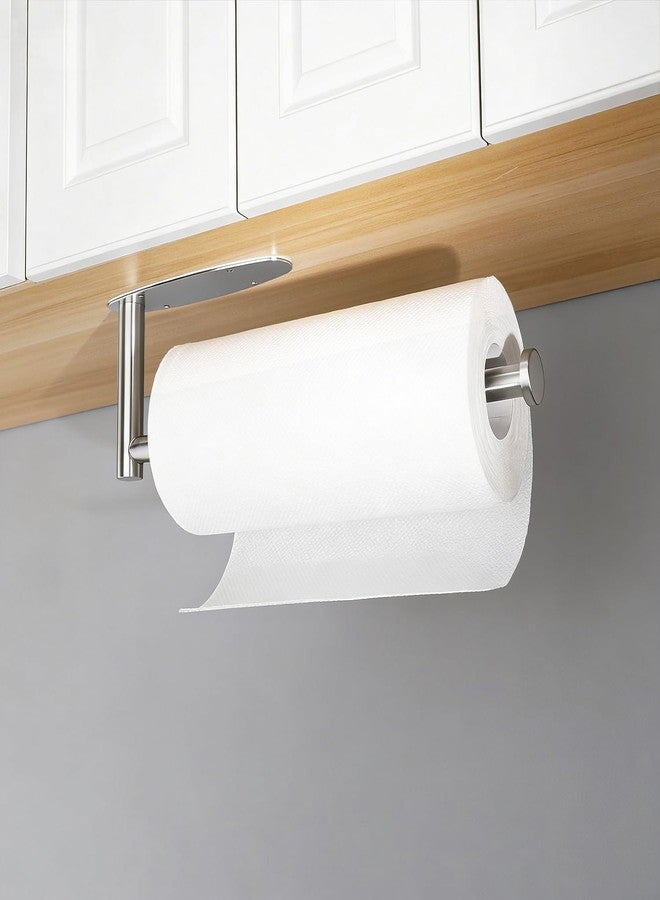 Gewtur Single Hand Operable Paper Towel Holder Under Cabinet with Damping Effect, Self Adhesive Paper Towel Roll Holder Wall Mounted for Kitchen Bathroom, SUS304 Stainless Steel Brushed Nickel - Image 2