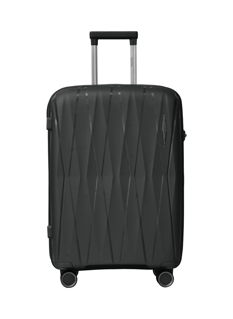 PARAJOHN PARA JOHN TRIACUT Series - 3 Piece Premium Durable Polypropylene, Lightweight & Stylish 8-Wheel Spinner Trolley 20,24,28 Sizes- Black