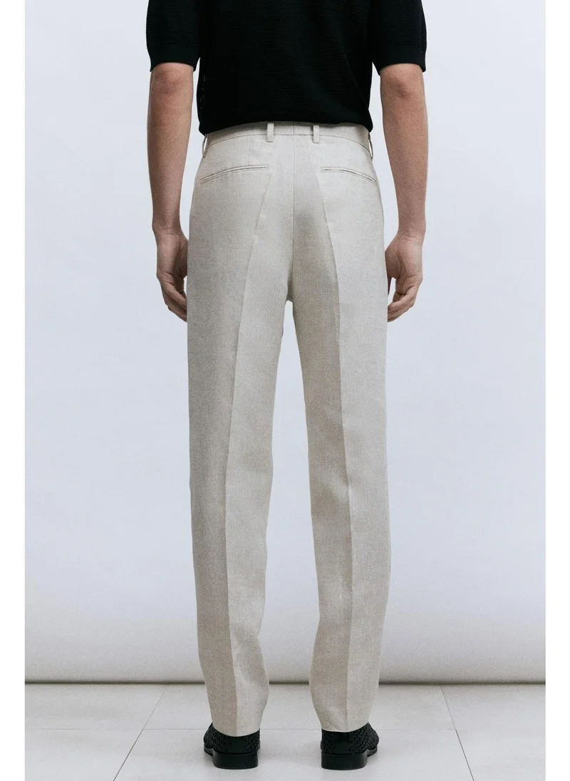 اتش اند ام Slim Fit Linen suit trousers