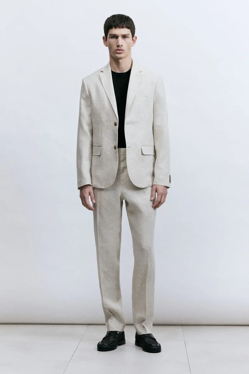 اتش اند ام Slim Fit Linen suit trousers