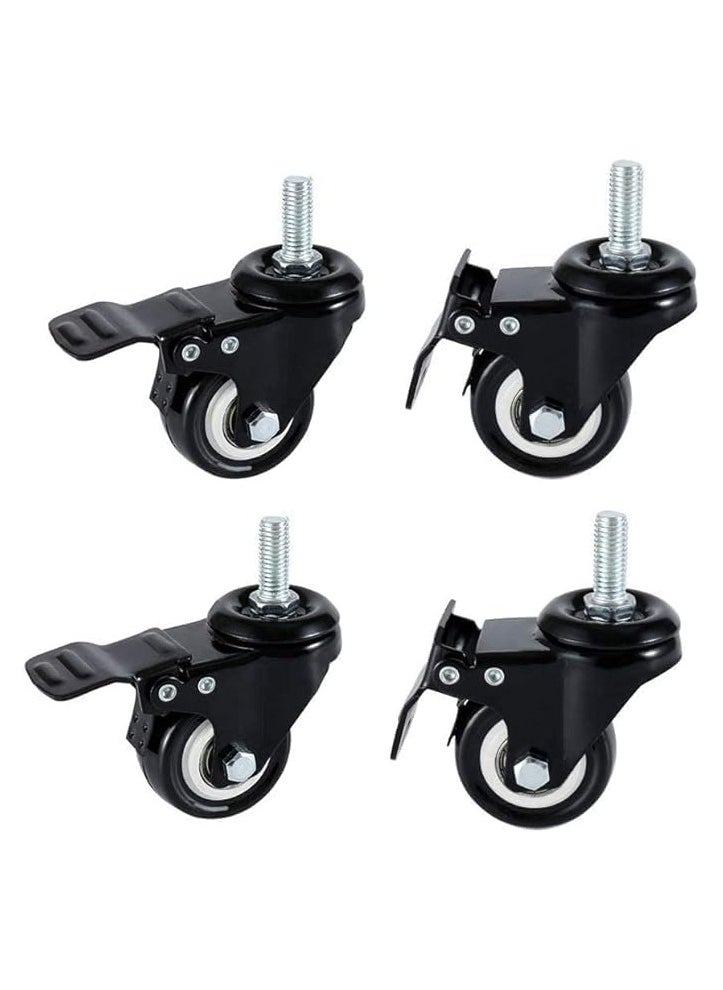 Duravel Duravel 2 inch Swivel Caster Wheels with Brakes, 360 Degree Polyurethane Foam No Noise, Heavy Duty - 68 kg Per Caster, Pack of 4  - Image 1