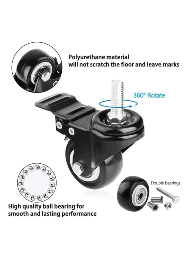Duravel Duravel 2 inch Swivel Caster Wheels with Brakes, 360 Degree Polyurethane Foam No Noise, Heavy Duty - 68 kg Per Caster, Pack of 4  - Image 3