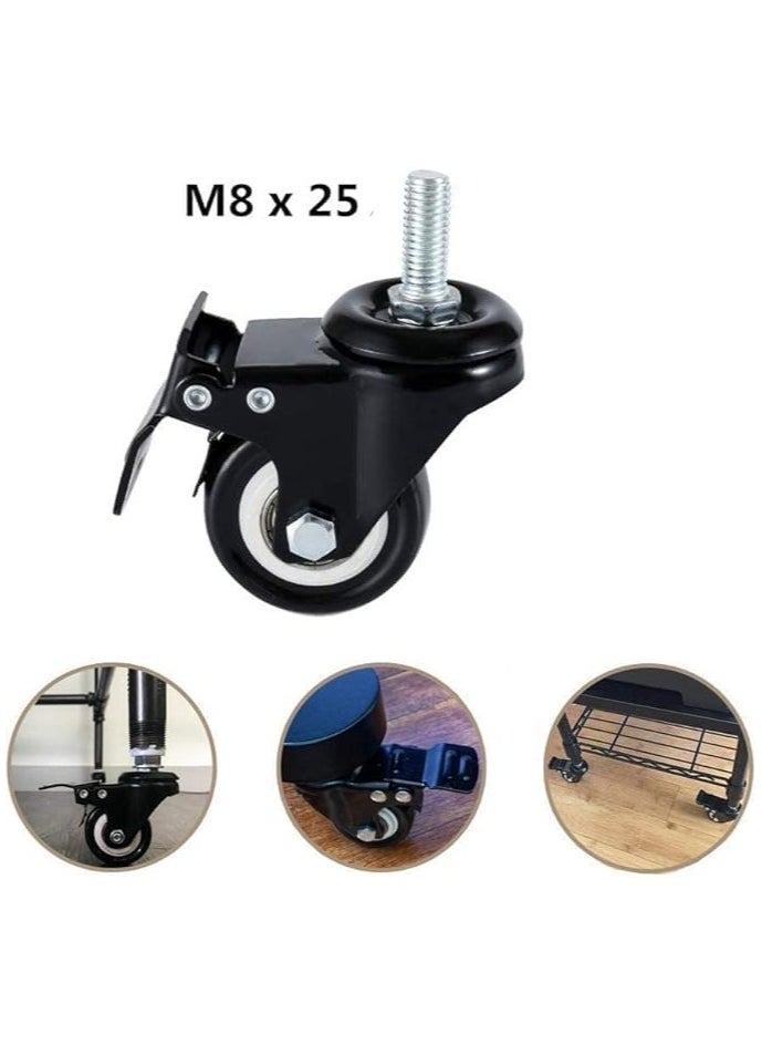 Duravel Duravel 2 inch Swivel Caster Wheels with Brakes, 360 Degree Polyurethane Foam No Noise, Heavy Duty - 68 kg Per Caster, Pack of 4  - Image 4