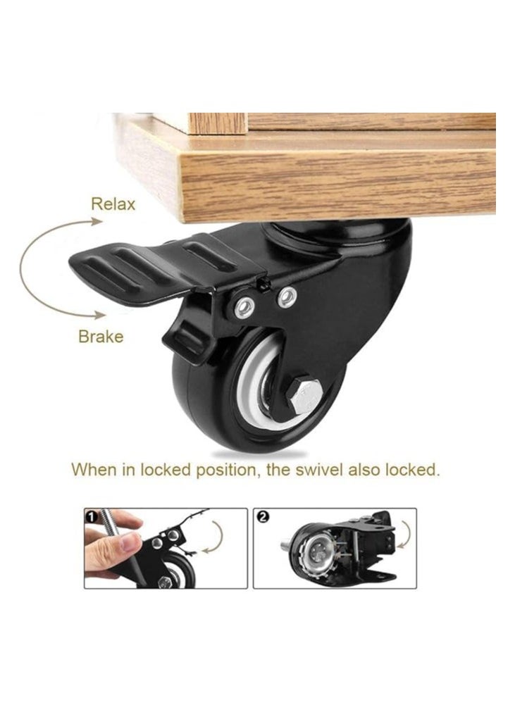Duravel Duravel 2 inch Swivel Caster Wheels with Brakes, 360 Degree Polyurethane Foam No Noise, Heavy Duty - 68 kg Per Caster, Pack of 4  - Image 5
