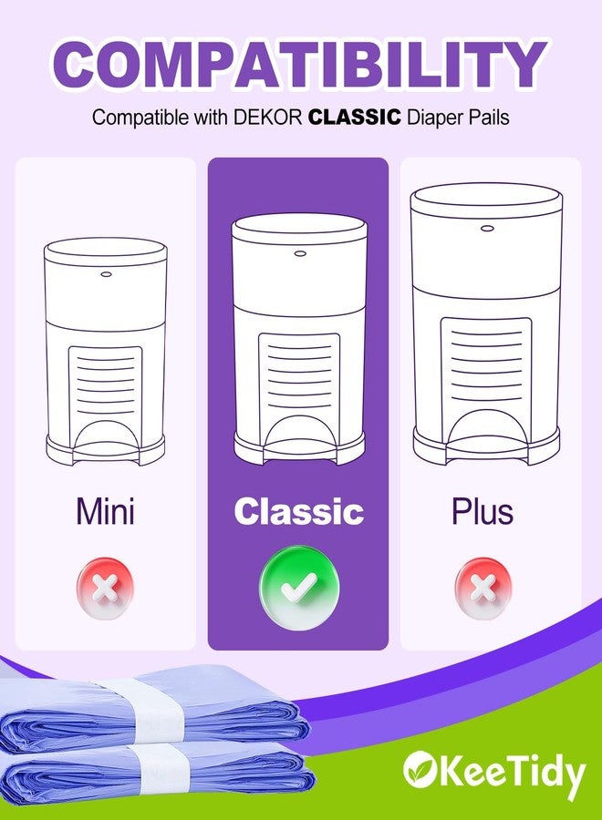 KeeTidy Diaper Pail Refill Bags Compatible with DEKOR CLASSIC Diaper Pails, 20% Extra Length Diaper Bags Disposable with Lavender Flavor, Holds up to 1188 Diapers, 2 Pack - Image 2
