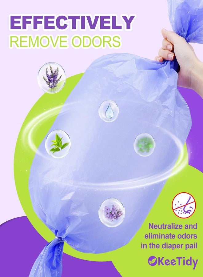 KeeTidy Diaper Pail Refill Bags Compatible with DEKOR CLASSIC Diaper Pails, 20% Extra Length Diaper Bags Disposable with Lavender Flavor, Holds up to 1188 Diapers, 2 Pack - Image 4