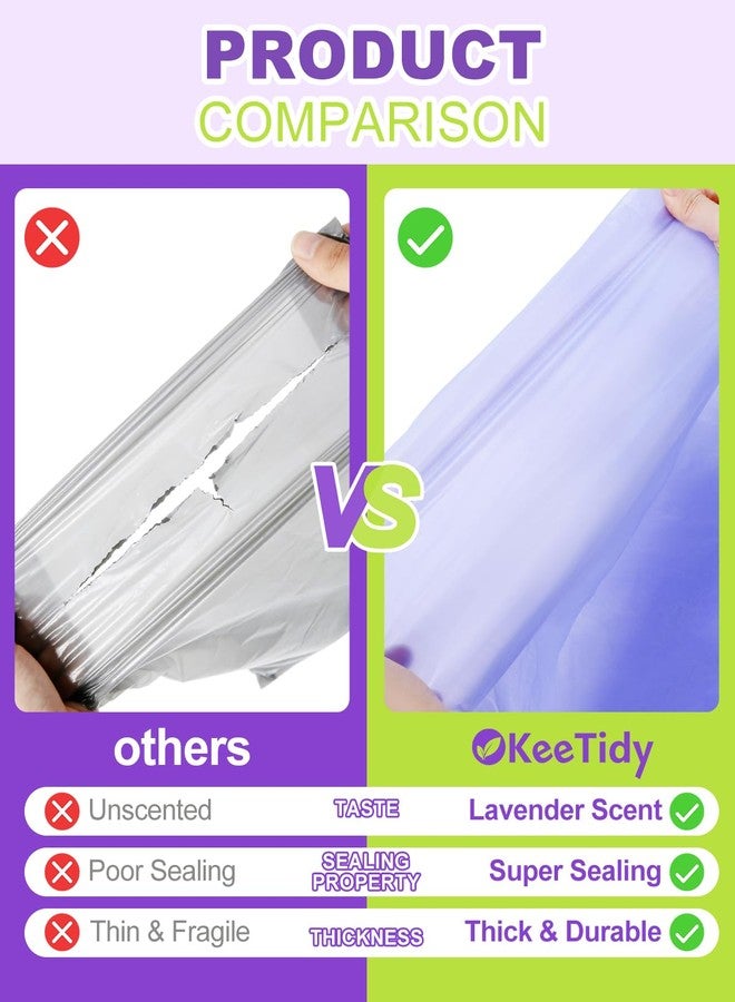 KeeTidy Diaper Pail Refill Bags Compatible with DEKOR CLASSIC Diaper Pails, 20% Extra Length Diaper Bags Disposable with Lavender Flavor, Holds up to 1188 Diapers, 2 Pack - Image 5